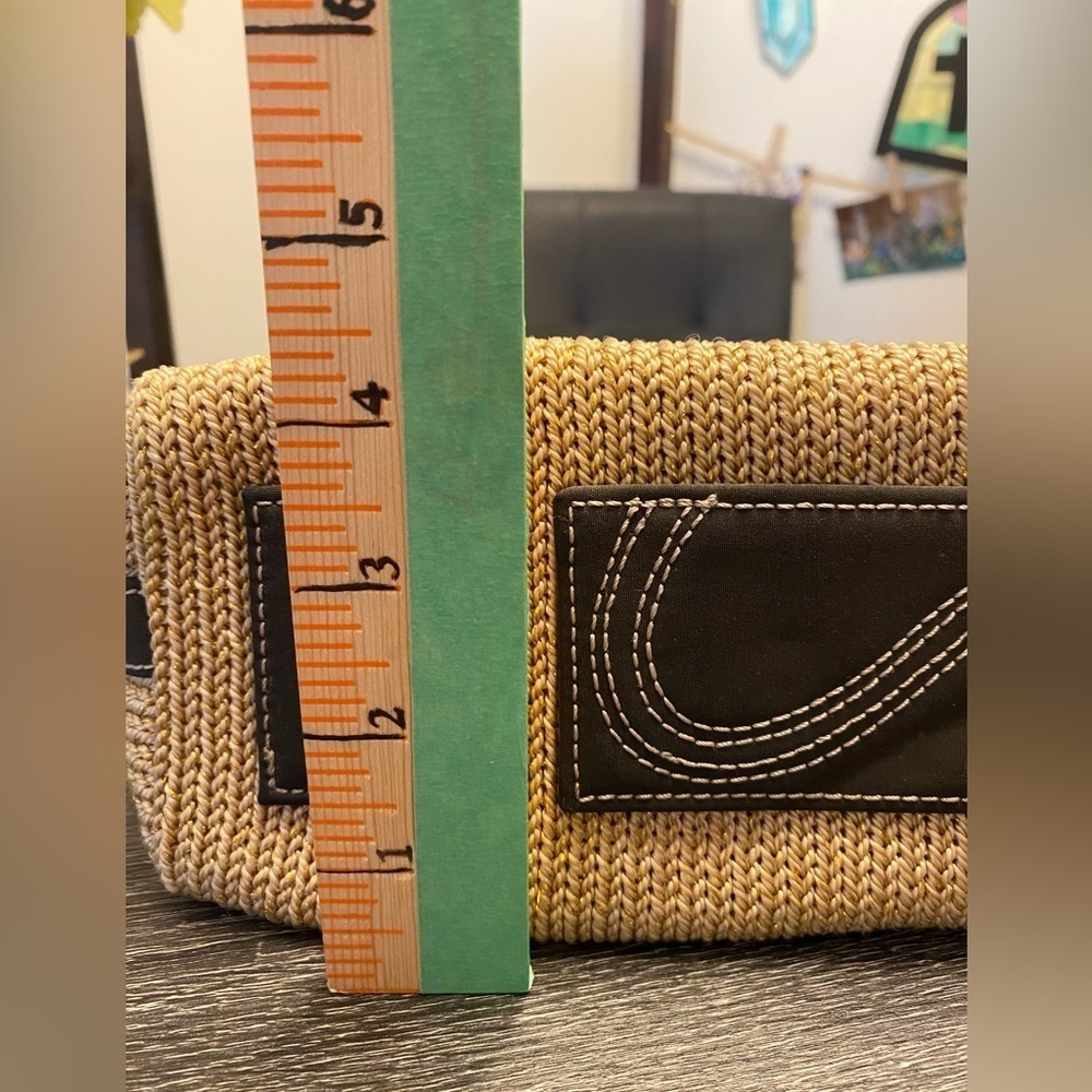 The Sak Straw Mini Shoulder Bag with Brown Trim - Picture 12 of 15